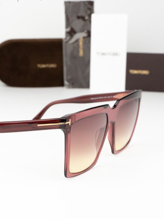Tom Ford SABRINA-02 Women Sunglasses Bordeaux Gradient Square FT0764 69T NEW main image 8
